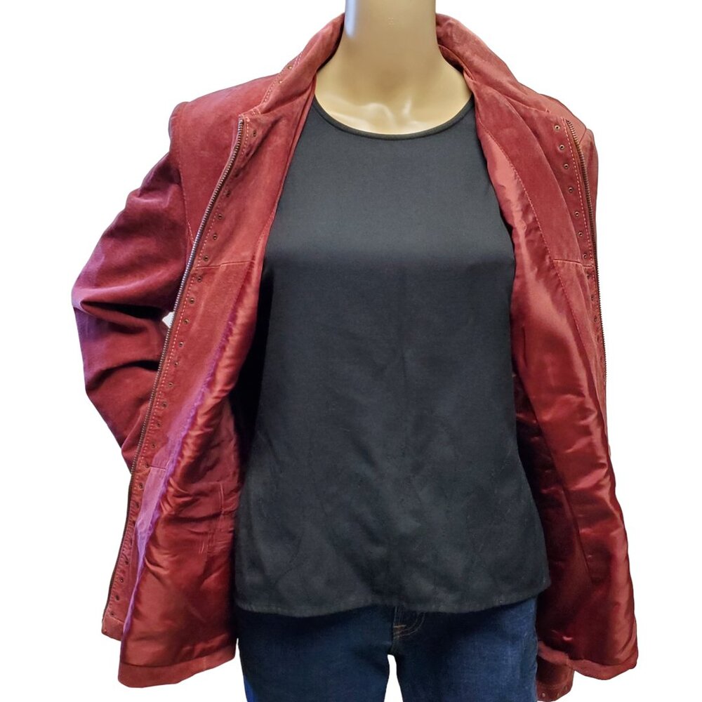 Leather Jacket Women's 16 Monterey Bay Mauve Lined Zipper Pockets Shoulder Pads